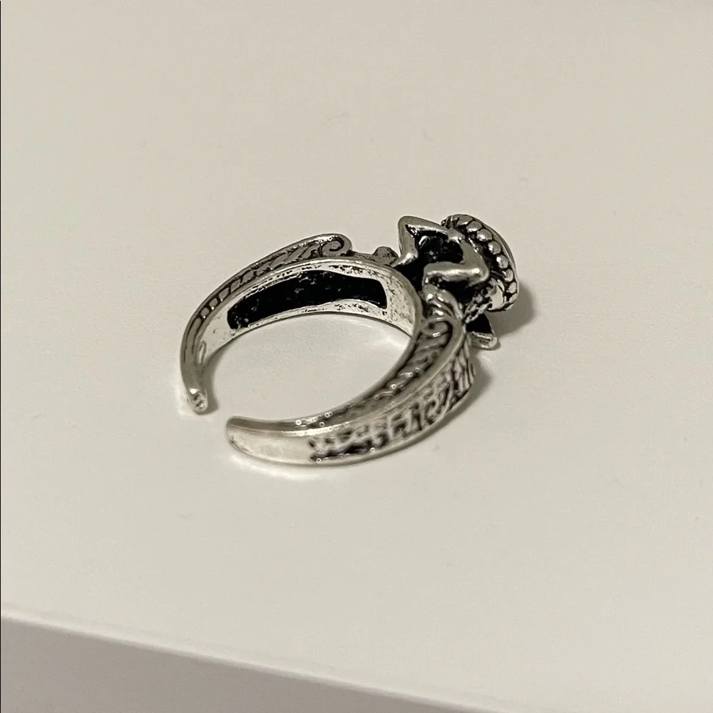 Brand New Unisex Size 2 Amethyst Cat-Eye Ring Stainless Steel Adjustable Size - Picture 3 of 7